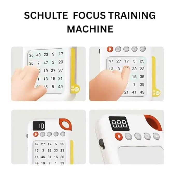 Schulte Focus Training Machine for Kids | Educational Memory Game with 80 Flash Cards | Brain Development Toy for Children | Improves Focus, Memory & Concentration | Learning Toy for Ages 4+